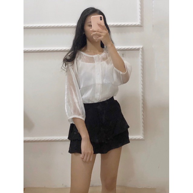 freeship Áo Sơ Mi Nữ Von Tơ Tay Lỡ , Sơmi Voan Mỏng Nữ 2 Màu F014 | BigBuy360 - bigbuy360.vn