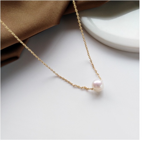 Dây chuyền mạ bạc 925 đính ngọc trai nhân tạo thiết kế nhẹ nhàng, đơn giản, nữ tính