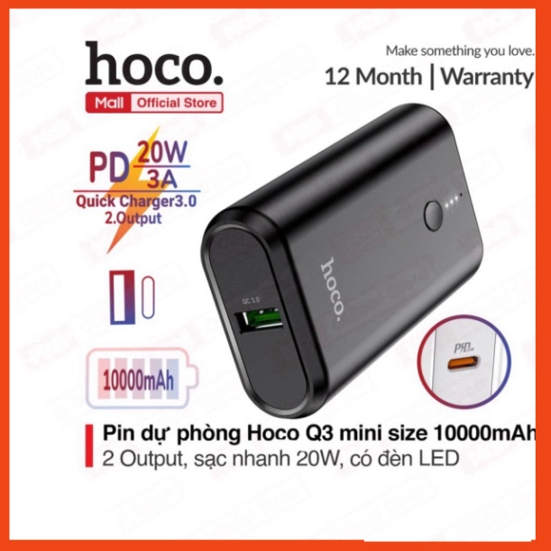 Sạc Dự Phòng 20W Hoco Q3 mini Siêu Tốc 20W, Q3.0. 10000mah. Sạc Dự Phòng Chính Hãng Hoco Q3. PKCH8886