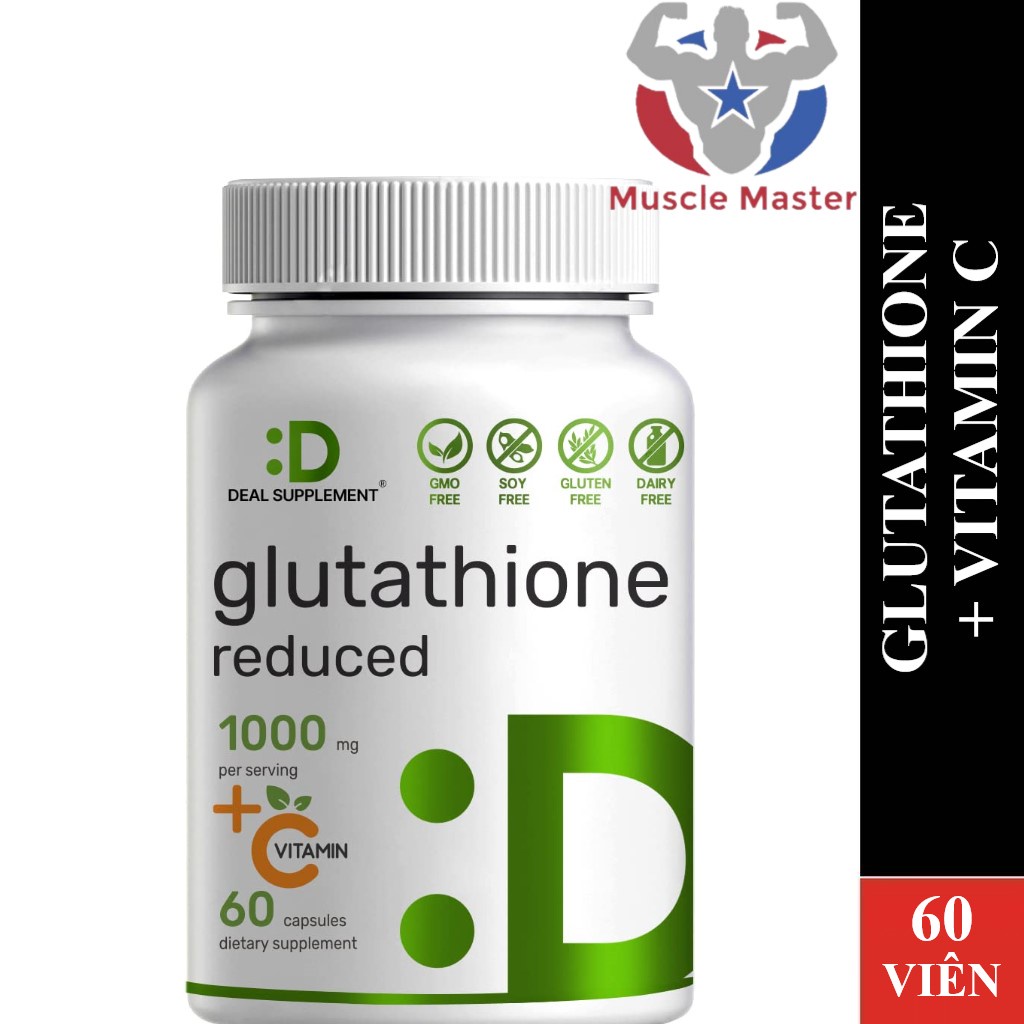 Viên Uống Trắng Da, Giải Độc Gan GLUTATHIONE 1000mg + Vitamin C 500mg 60 viên