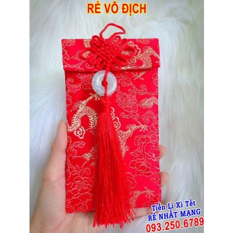 Bao lì xì vải gấm cực đẹp [hình thật] RỒNG DỌC NGỌC