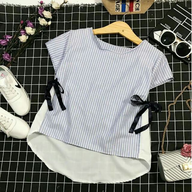 Áo kiểu tròng đầu cột nơ eo
