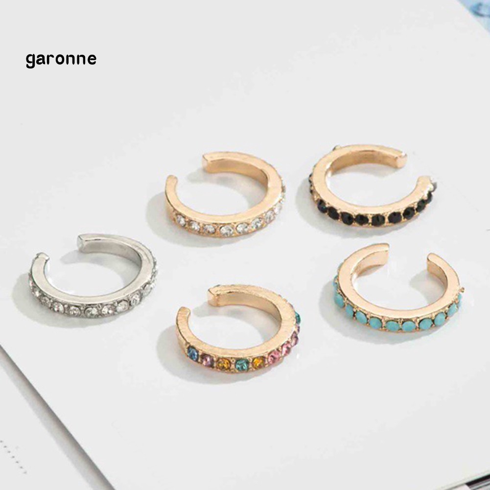 GA_1Pc Women Rhinestone Inlaid U Shape Ear Clip Earring Non Piercing Jewelry Gift
