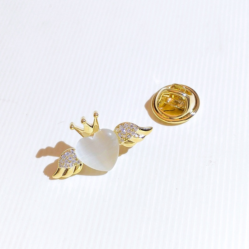 Trâm Cài Áo Trái Tim Vương Miện Cao Cấp Thời Trang Hàn Quốc