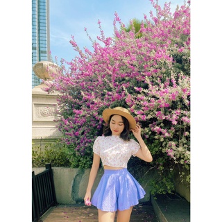 Hoachoem - Quần shorts dáng xoè thêu hoạ tiết - Periwinkle Embroidery Shorts
