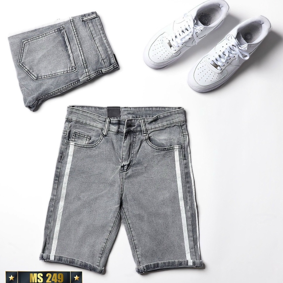 Quần ngố rin nam co giãn chất bò OBOKFASHION dễ phối đồ màu xám in cao cấp phong cách hàn quốc QJN249