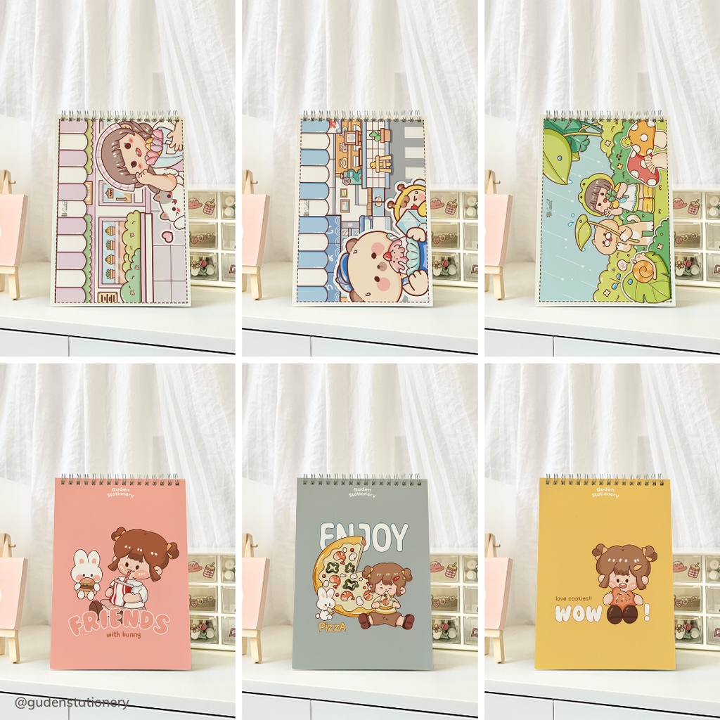 Sổ tay cỡ A5 cô gái dễ thương 120 trang_Guden Stationery