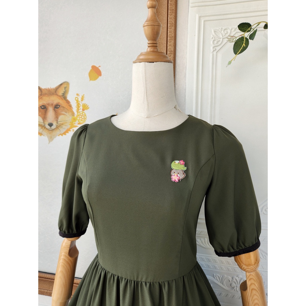 Đầm voan 2hand Nhật màu xanh rêu