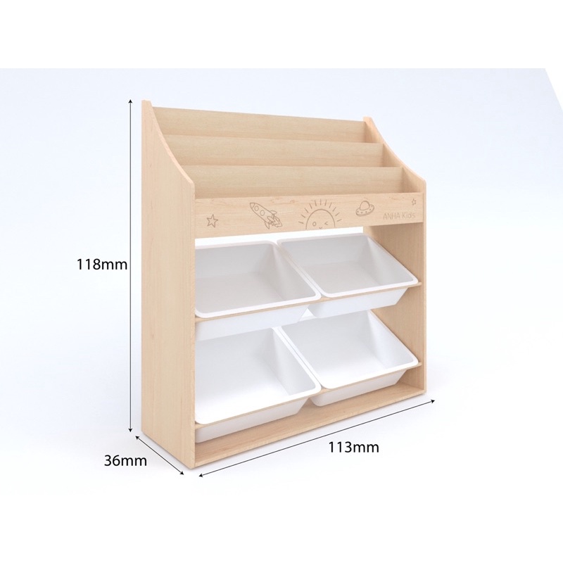 Combo kệ sách Montessori, kệ giáo cụ Montessori cho bé, giá sách trẻ em đa năng kích thước lớn, gỗ plywood xuất khẩu