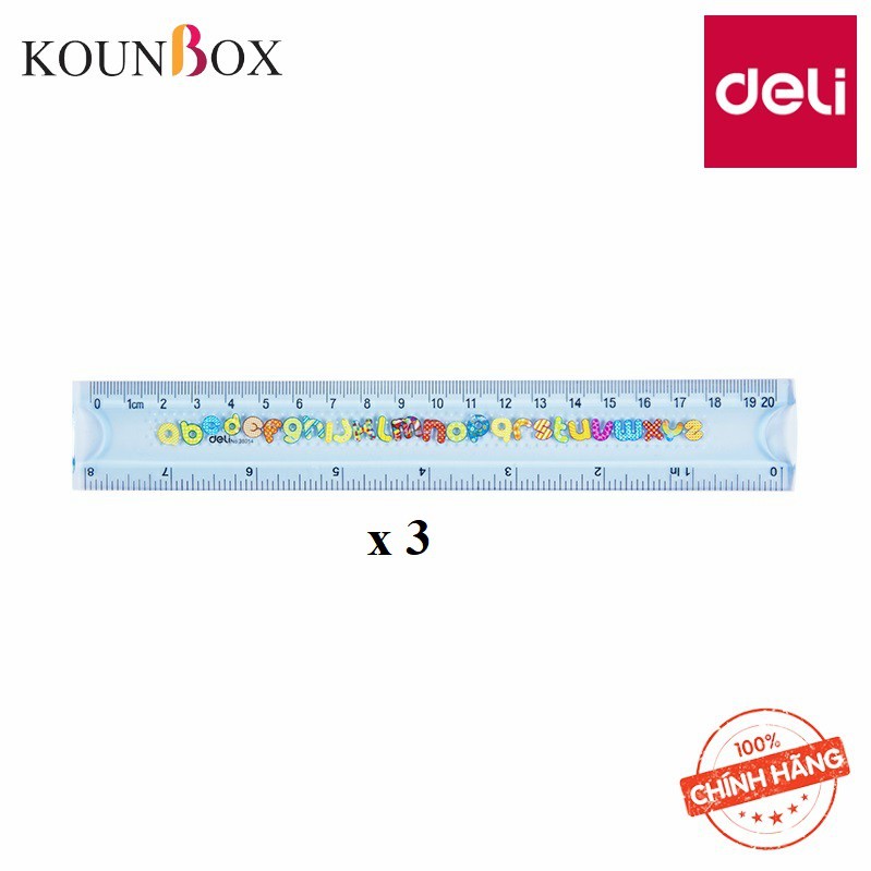 Combo 24 Thước kẻ nhựa dẻo hình kí tự Deli Printed Ecopvc Flexible Ruler 20cm 38014 – 30 cm 38015