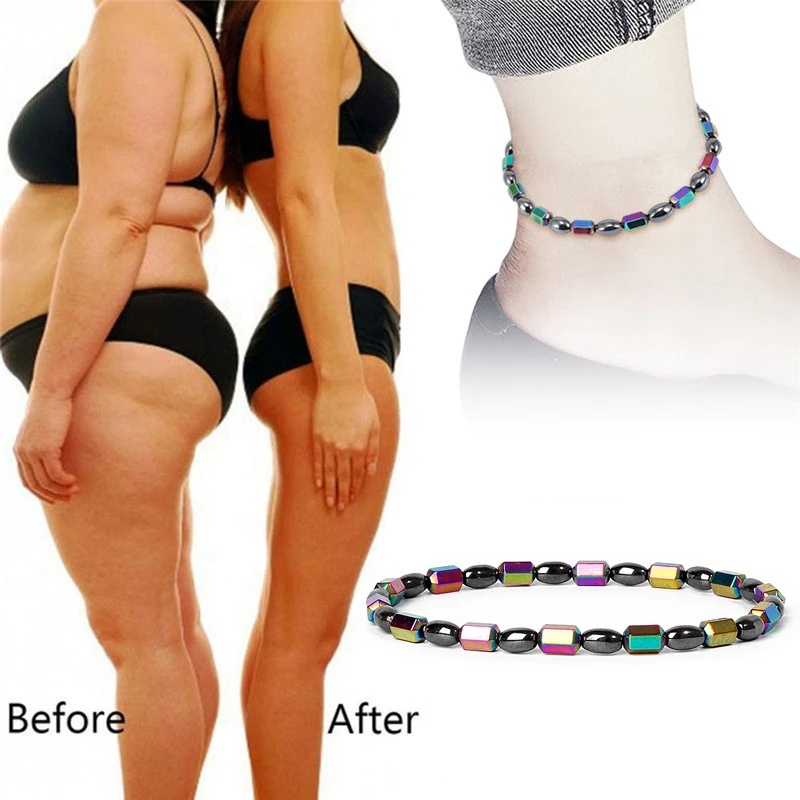 Vòng Đeo Chân Đá Obsidian Từ Tính Màu Đen Giúp Giảm Cân Hiệu Quả Thời Trang Cho Nam Nữ