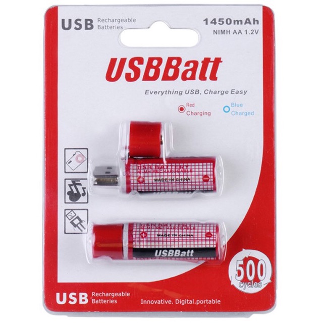 Pin tiểu AA NIMH 1450mA sạc cổng USB