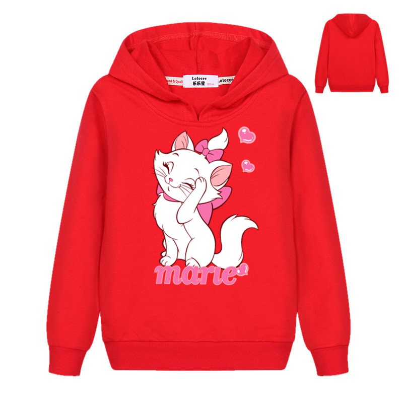 Áo Khoác Hoodie Chui Cổ Nữ Tay Dài In Hình Mèo Marie Đáng Yêu