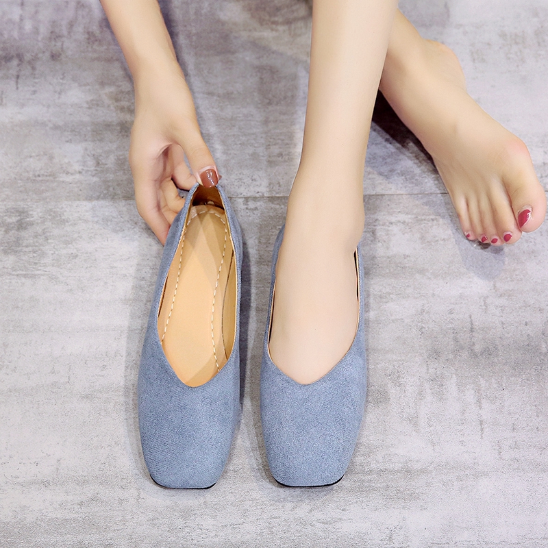 Giày búp bê da lộn mũi vuông thời trang cho nữ | BigBuy360 - bigbuy360.vn