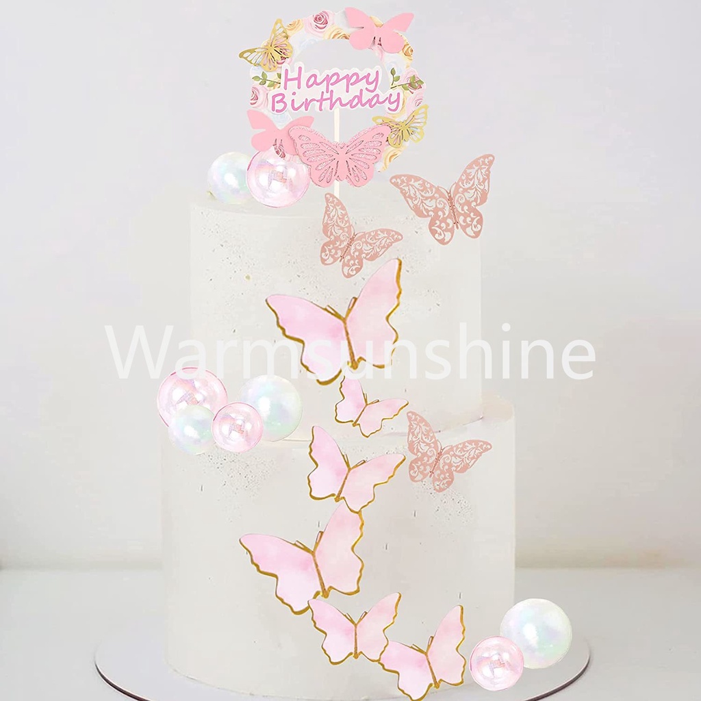 Set 31 Phụ Kiện Trang Trí Bánh Kem Hình Bướm Dễ Thương