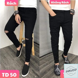 Quần Jean Nam Chất Bò Cao Cấp AD2610 Đen Rách Gối Và Đen Không Rách Gối | Kèm Ảnh Thật 1