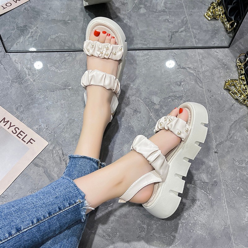 Giày Sandal Thể Thao Đế Xuồng Dày Cài Khóa Thời Trang Mùa Hè 2022 Cho Nữ