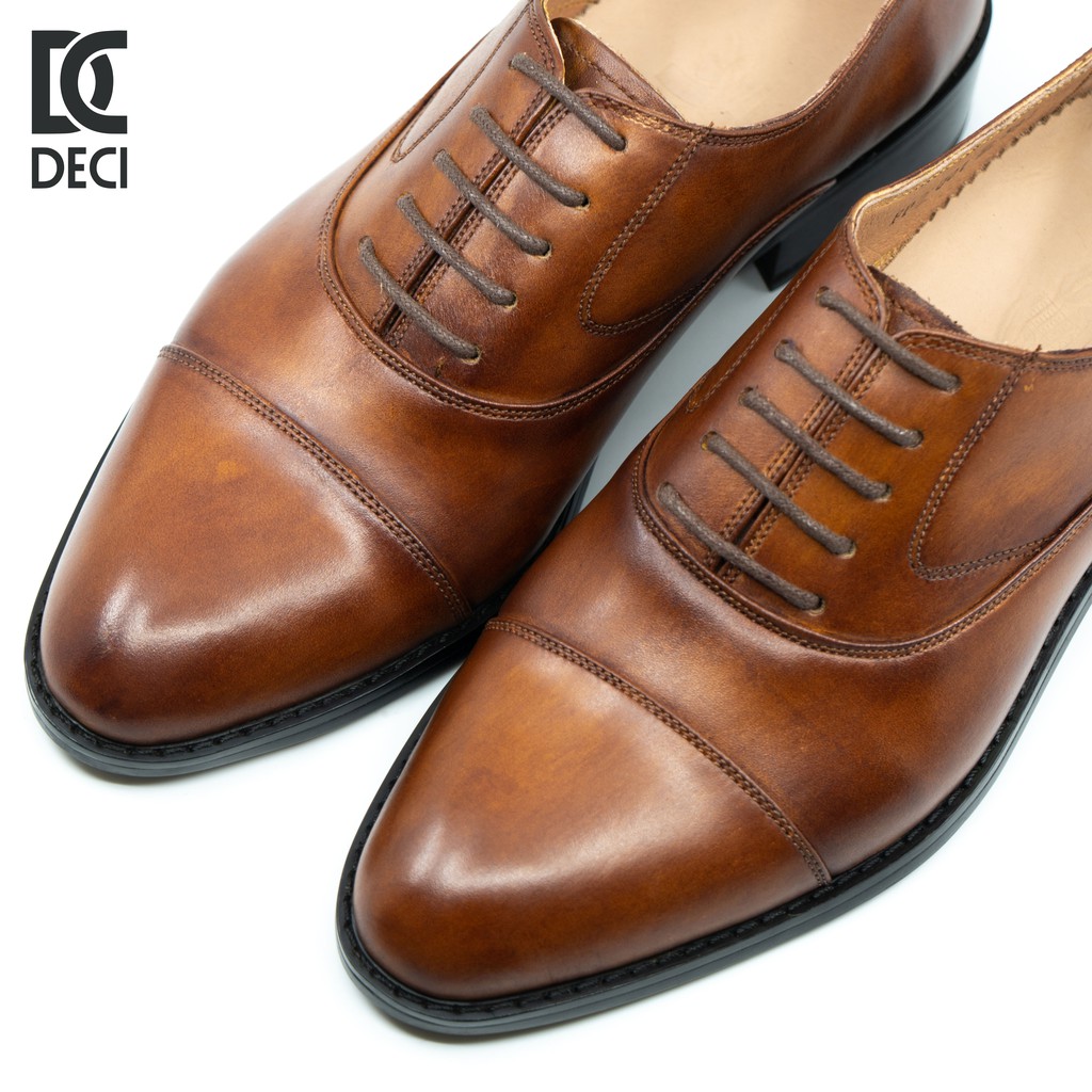 Giày tây công sở DECI đánh màu patina thủ công da bò màu nâu BROGUE 4