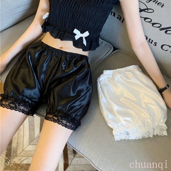 Quần short lưng cao viền ren mặc ngoài thời trang mùa hè cho nữ