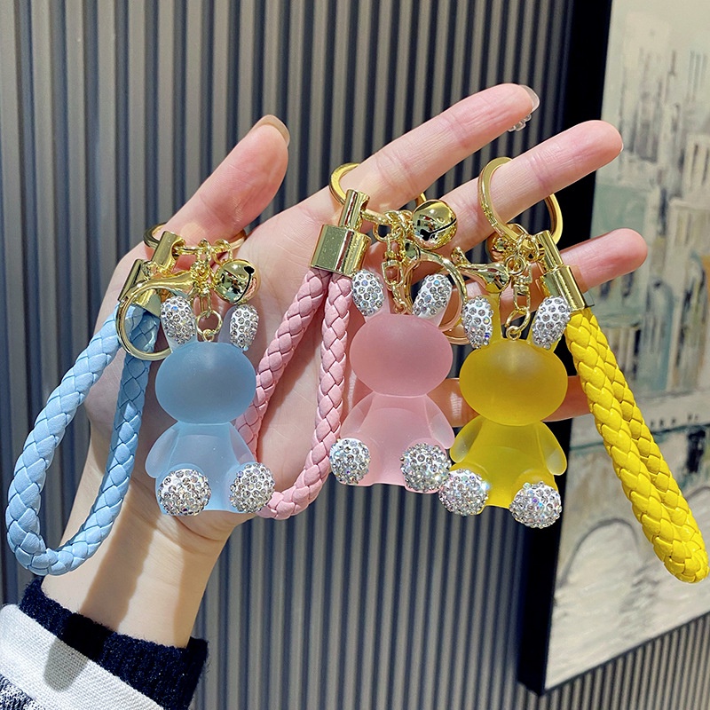 Móc khoá gấu tai đính đá cao cấp treo balo cute dễ thương phong cách Hàn Quốc,móc khoá xe máy,ô tô đẹp tiện lợi Bolita