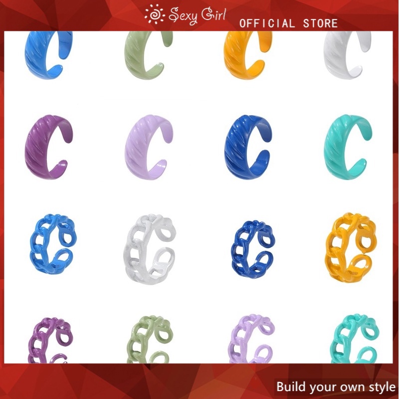 Nhẫn Đeo Tay Nhiều Màu Sắc Bằng Nhựa Acrylic Thời Trang Sành Điệu Cho Nữ