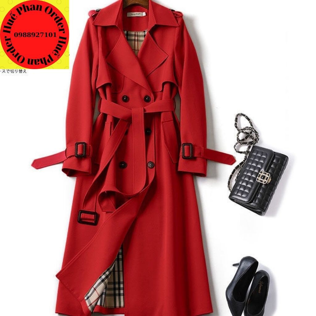 Áo khoác mangto dáng dài kèm đai thắt hàng Quang Châu Cao cấp áo dày hơn 1kg dài 106cm