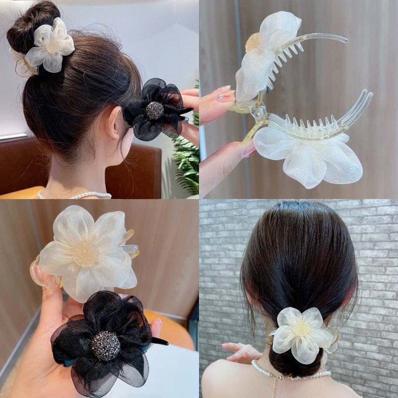 Kẹp Tóc Nhựa Hình Nơ / Bông Hoa Xinh Xắn Dành Cho Nữ