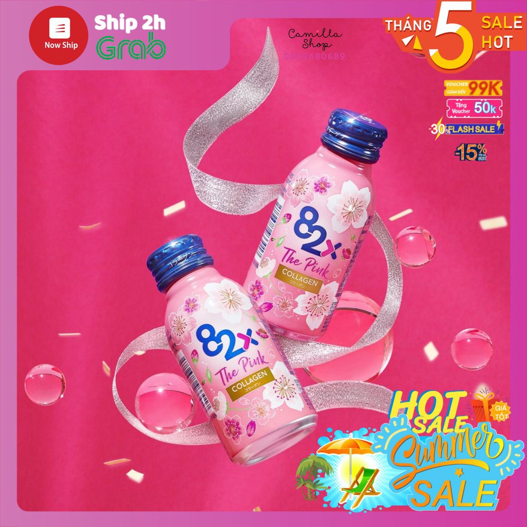 [Mã 77FMCGSALE giảm 8% đơn 500K] 82X The Pink Collagen 100ml Hàm Lượng 1000mg Collagen, nước uống đẹp da đến từ Nhật bản
