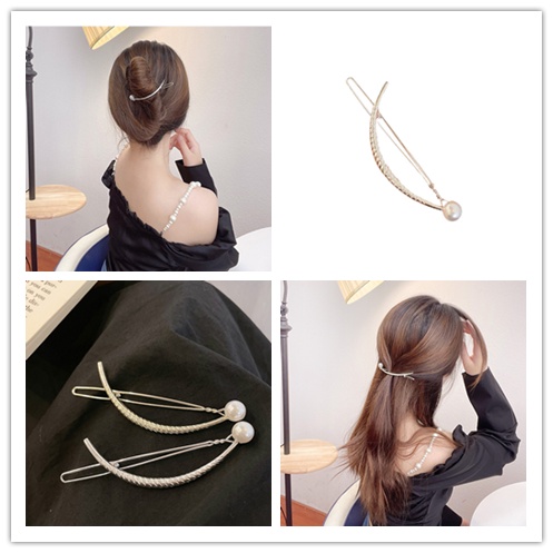 Kẹp Tóc Đính Ngọc Trai Màu Vàng/Bạc Hình Đầu Ếch Phong Cách Hàn Quốc Thời Trang Mùa Hè Xinh Xắn