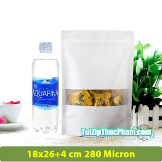 100 Cái Túi Zip MIS Size 18x26 cm Đựng 500g Bột Mịn, Túi Giấy Kraft Trắng Có Cửa Sổ, Phủ BOPP CPP chống ẩm tốt