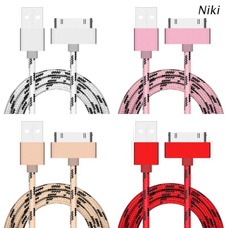 Cáp sạc đồng bộ dữ liệu USB Niki 30pin dài 1m bện thích hợp cho iPhone 3G 4 4s iPad 2 3 4 iPod