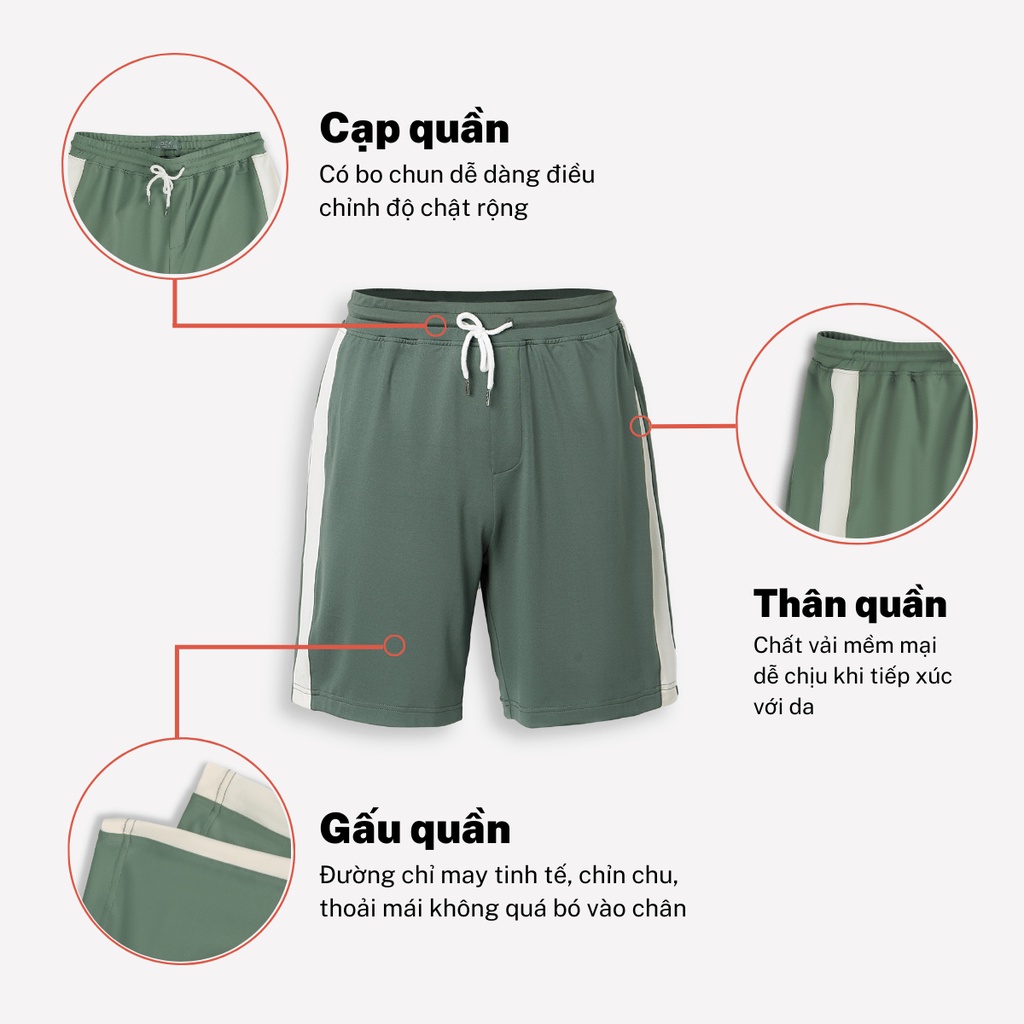 Quần đùi short thun ngắn nam CIZA phong cách thể thao dáng rộng cao cấp trẻ trung size S M L XL màu green QSTR33