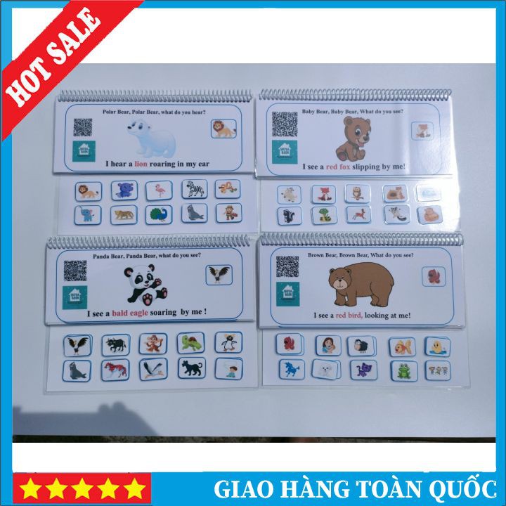 ❤️HỌC LIỆU Montessori ❤️ Học Liệu Bóc Dán Brown Bear Cho Bé Học Tiếng Anh