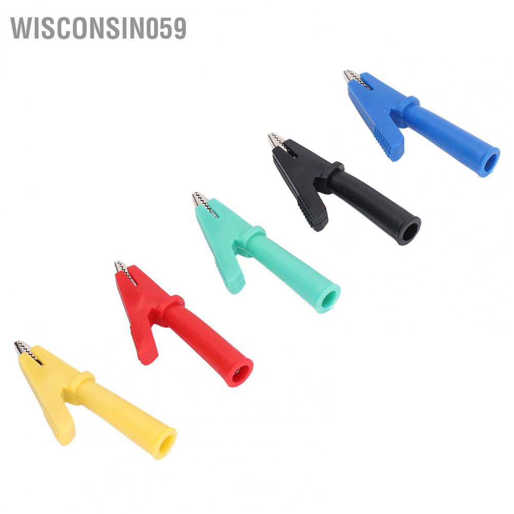 Wisconsin059 Crocodile Clip Insulated Test Clamp with 4mm Jack 5mm Opening Red Black Yellow Green Blue J.60048