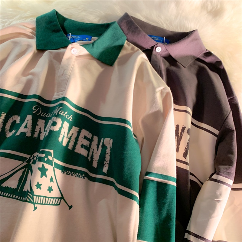 Áo Thun Polo Chất Liệu Cotton Cao Cấp Dáng Rộng Thời Trang Theo Phong Cách Mỹ Cho Cặp Đôi