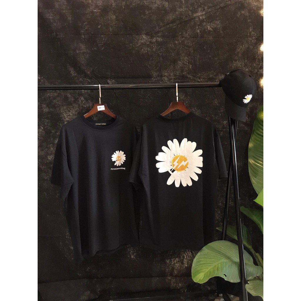 Áo thun tay lỡ form rộng CamT phong cách Unisex cho cả nam nữ, Cúc peace nhỏ