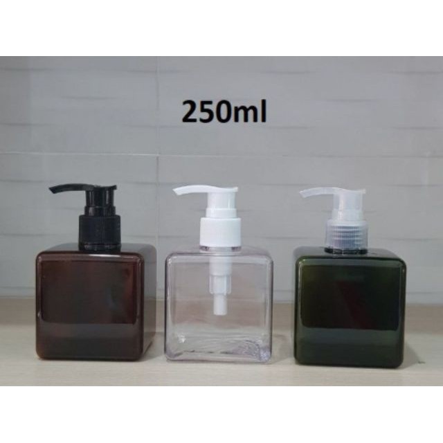 Chai nhựa pet vuông 250ml - chai lọ mỹ phẩm