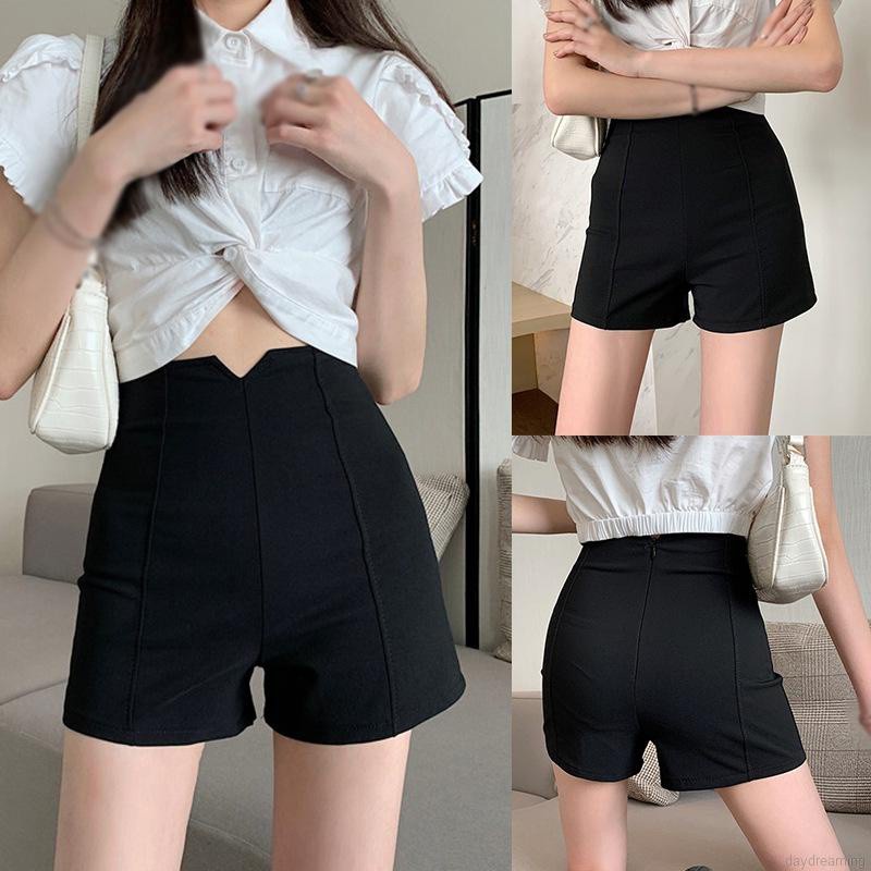 Quần Short Lưng Cao Màu Đen Thời Trang Cho Nữ