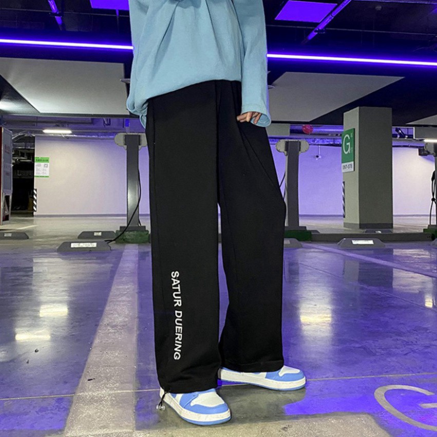 Quần Vải Ống Rộng Nam Nữ Unisex ⚡ Quần Jogger Thể Thao Ulzzang ⚡ Dây Rút Ở Gấu  Quần  - 3 Màu Đen Trắng Hồng- Chất Umi