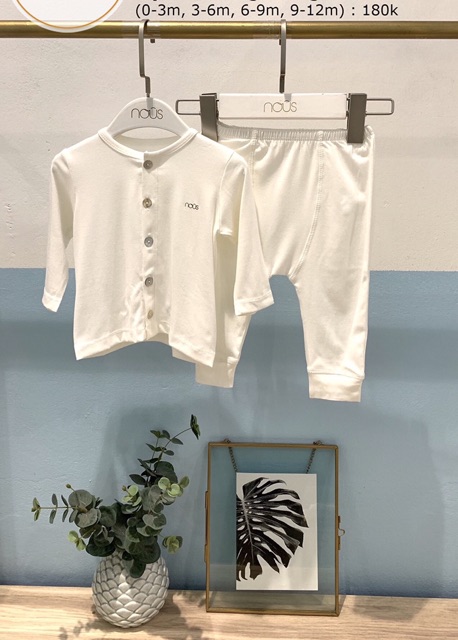 Bộ cài thẳng dài  nous mới petit kẻ xanh navy và kẻ đỏ cho bé