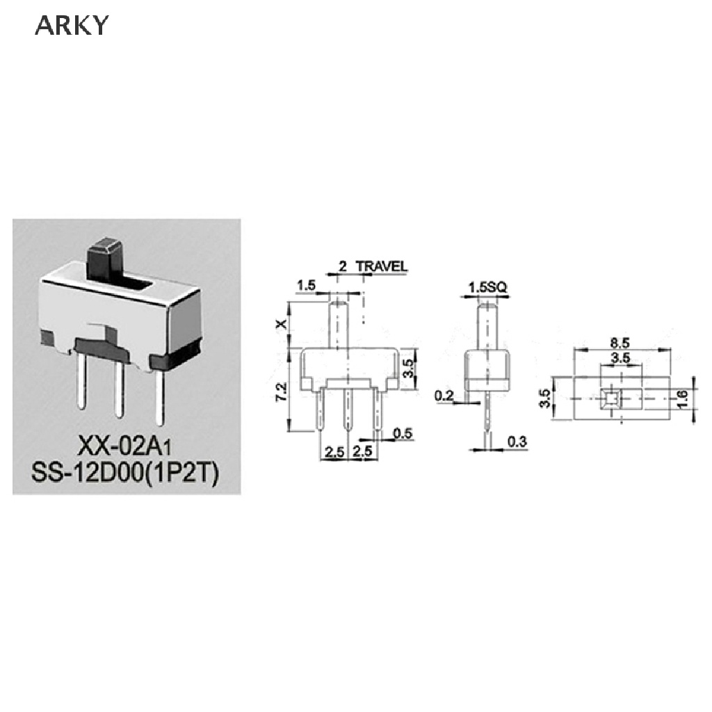 Set 10 Công Tắc Gạt Ngắt Tắt 2 Vị Trí SS12D00 3Pin 1P2T