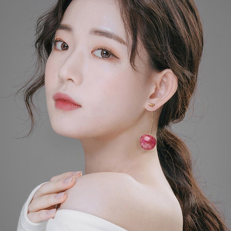 PINKDUDU Bông Tai Mạ Vàng Hình Trái Cherry Thời Trang Dành Cho Nữ PD416