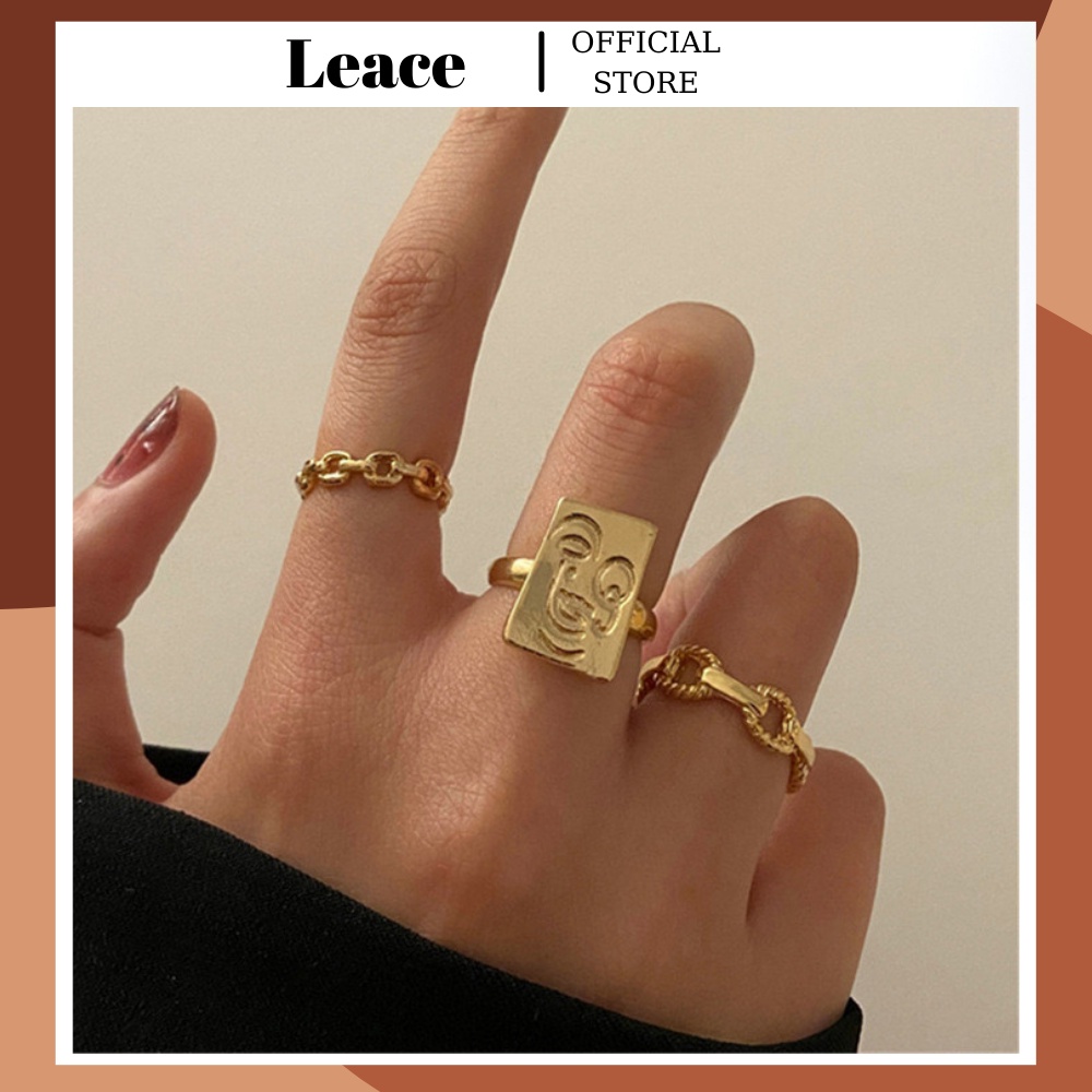 Set nhẫn, bộ nhẫn hình mặt người cá tính phong cách Hàn Quốc R004 Leace.accessories