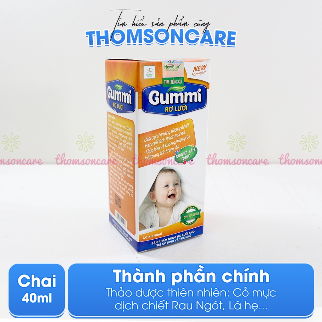 Xịt rơ lưỡi Gummi - từ Cỏ Mực vệ sinh răng miệng, loại bỏ tưa lưỡi cho bé - Chai 40ml