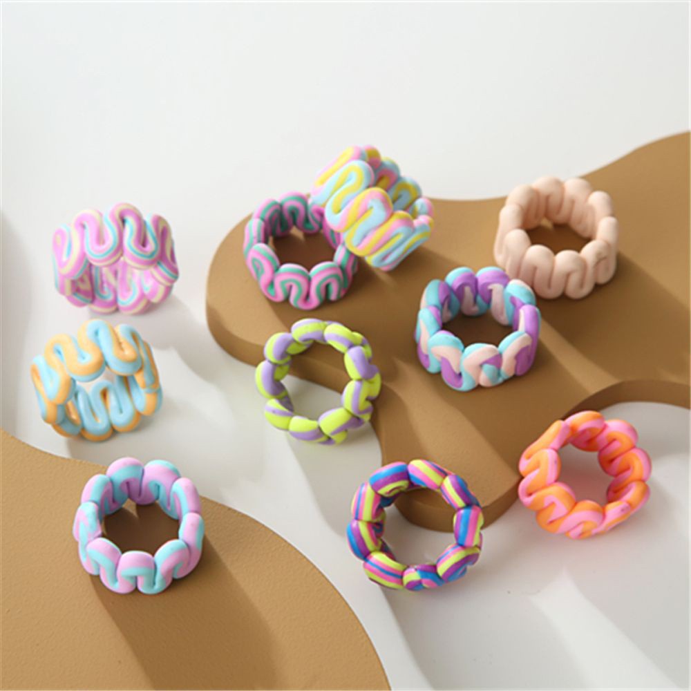 Nhẫn Đeo Ngón Tay Họa Tiết Kẻ Sọc Nhiều Màu Phong Cách Bohemia Thời Trang Cho Nữ