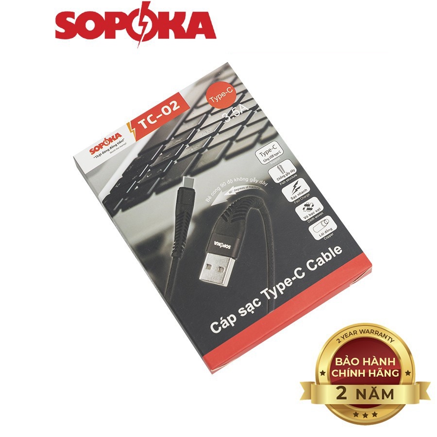 Cáp sạc nhanh Type C SOPOKA TC01 TC02 3,5A tốc độ 450Mb/s 2 màu đen, đỏ