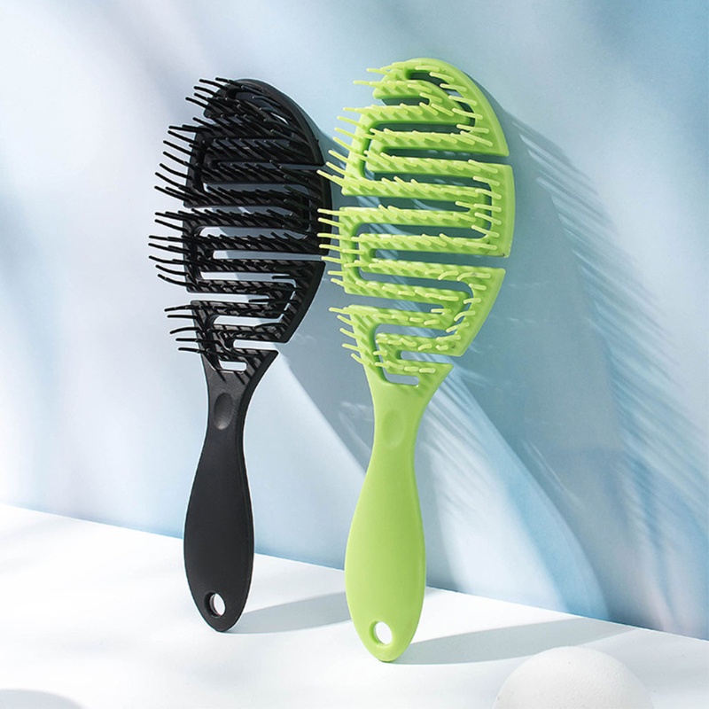 [probubbleVN]Wet Brush DryCurved Comb Massage Comb Fluffy Shape Ribs Curling Comb On Wet Hair