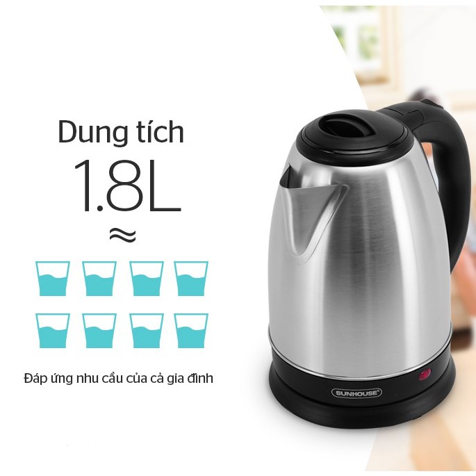 ẤM SIÊU TỐC INOX 1.8 L SUNHOUSE SHD1182 - Chính hãng