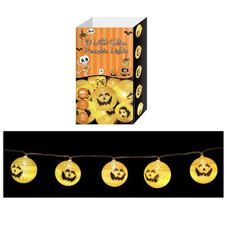 Dây đèn led hình bí đỏ cotton 10 bóng - đồ trang trí halloween uncle bills uh01886