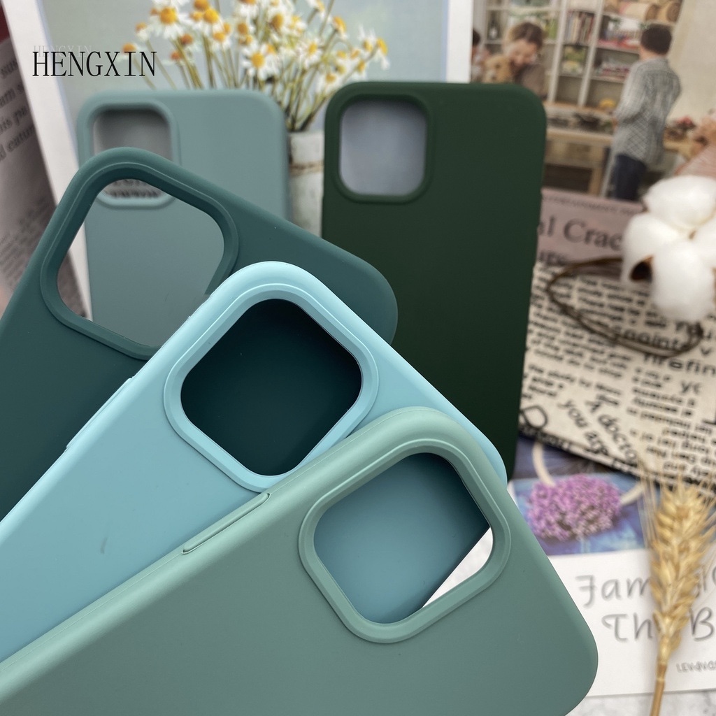 Ốp Điện Thoại Silicone Chống Rơi Màu Xanh Lá Cho iPHONE 6S 7 8 SE 2020 XS XR 11PROMAX 12 12PROMAX 13MINI 13 13PROMAX